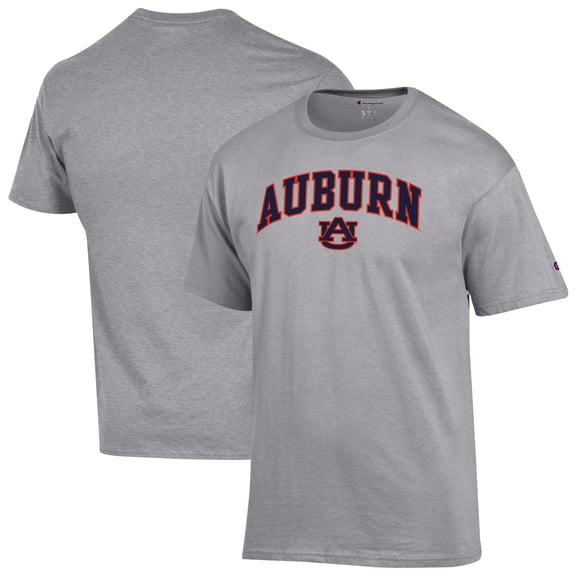 Men's-Champion Heather Gray Auburn Tigers Arched Logo T-Shirt