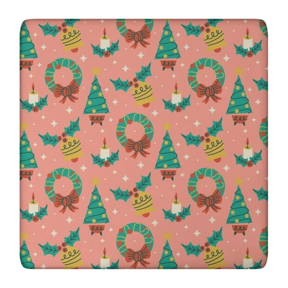 Christmas Party Ready Tablecloth 36x36, No-Iron Spandex Fabric Stays Smooth, Elastic Hem Provides Full Coverage