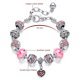 thumbnail image 2 of Pulsera con dije de corazón de cristal rosa con cadena plateada y extensor de 7,5"+1,5", 2 of 5