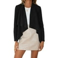 thumbnail image 1 of Women Faux Suede Jacket Ruffle Blazer Fall Lapel Trench Coat Draped Outwear Cardigans, 1 of 6