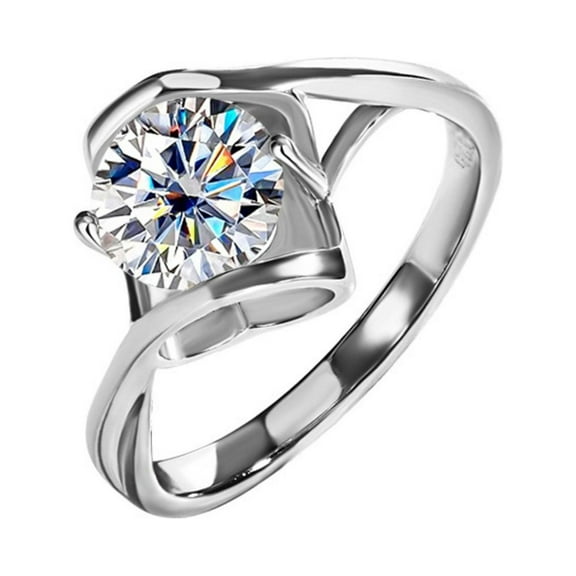 1CT 18K White Gold Moissanite Rings for Women Gift D Color VVS1 Diamond Rings 925 Sterling Silver Rings jewelry Heart Moissanite Engagement Rings with Certificate