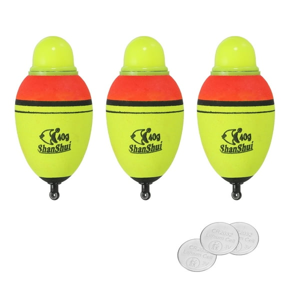 Uxcell 3Pcs 1.4oz Lighted Fishing Slip Bobbers EVA Light Up Fishing Float with Battery