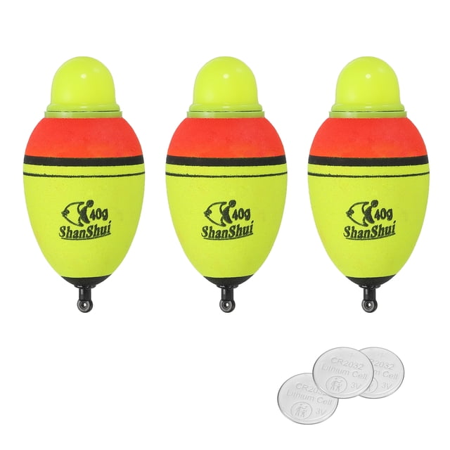 Uxcell 3Pcs 1.4oz Flotadores de Pesca Iluminados EVA Flotador de Pesca con Batería