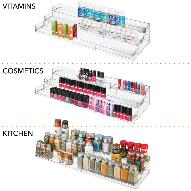 mDesign Plastic Bathroom Storage Organizer Shelf for Cabinet, Vanity,  Countertop - Holds Vitamins, Supplements, Medicine Bottles, Nail Polish,  Makeup