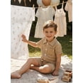 thumbnail image 3 of BemeyourBBs Toddler Baby Boy Summer Clothes 2 Pieces Outfits Textured Short Sleeve Button Down UP Collar Shirts Pockets Shorts Set, 3 of 8