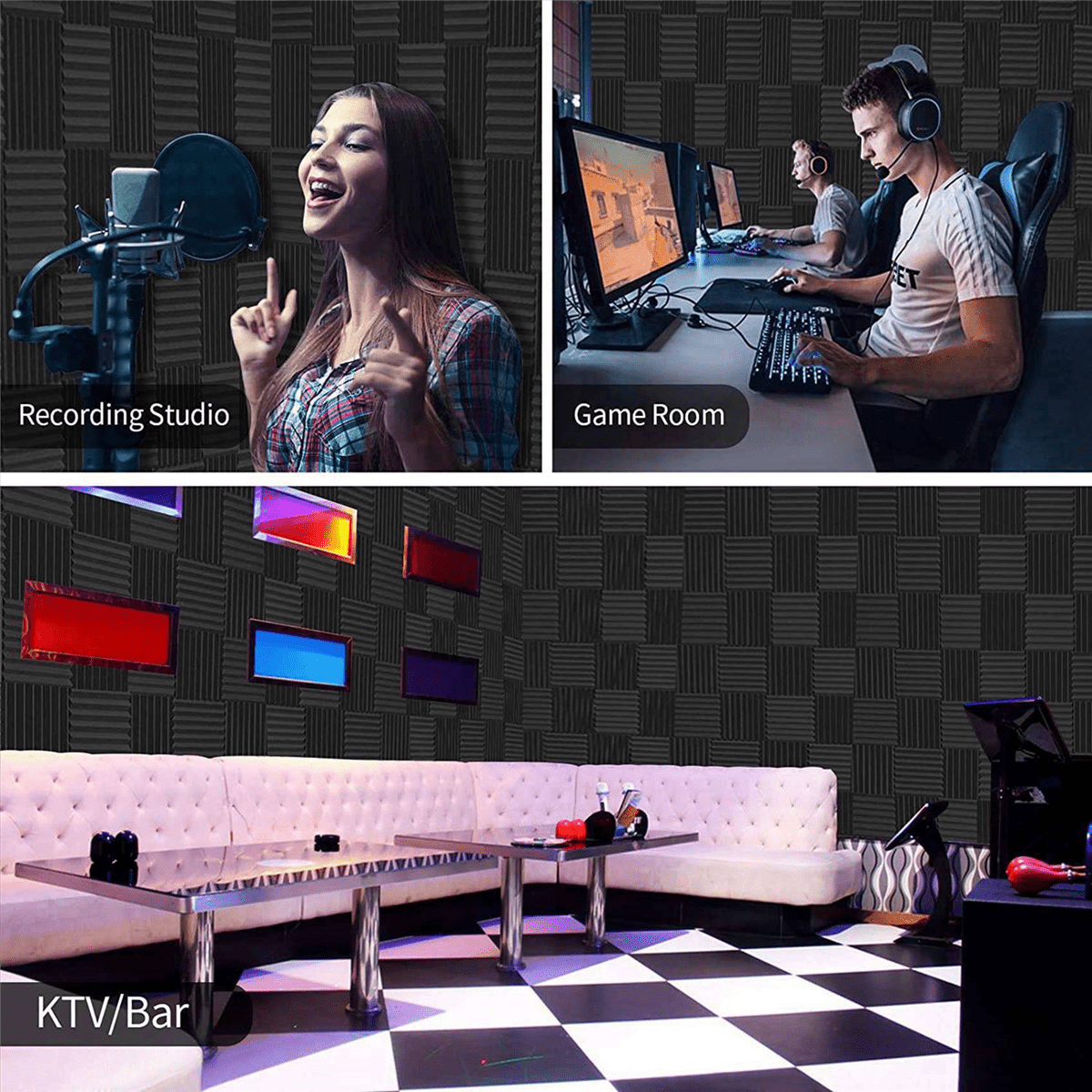 Acoustic Foam Panels Wedges 96 Pack Acoustic Panels 1 X 12 X 12inch Studio Sound Absorbing Tiles Recording Ceiling