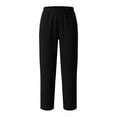 thumbnail image 3 of Cropped Pants Women Elastic Waist, Straight Leg Casual ankle length Trousers with Pockets for Everyday Summer travel Black XL, 3 of 6