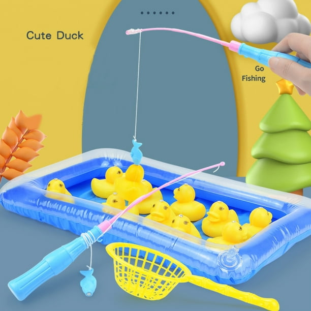 Estink Pool Duck Fishing Toys Inflatable Bathtub Toys Kids Pool Duck Fishing Toys Games Magnetic Floating Toy Inflatable Pond Bathtub Bath Game Learni