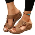 thumbnail image 2 of longantii Womens Orthopedic Sandals Non Slip Slip on Arch Support Flat Wedge Sandals Wide Hiking Shoes 2026 Comfort Foam Shoes Brown, 2 of 8