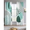 thumbnail image 2 of Boho Geometric Sheer Curtains 84 Inch Length 2 Panels Set for Living Room/Bedroom, Aqua Ethnic Abstract Stripes Leaves Kitchen Curtains Grommet Semi-Sheer Curtains Drapes Window Treatments 52"x84"x2, 2 of 7