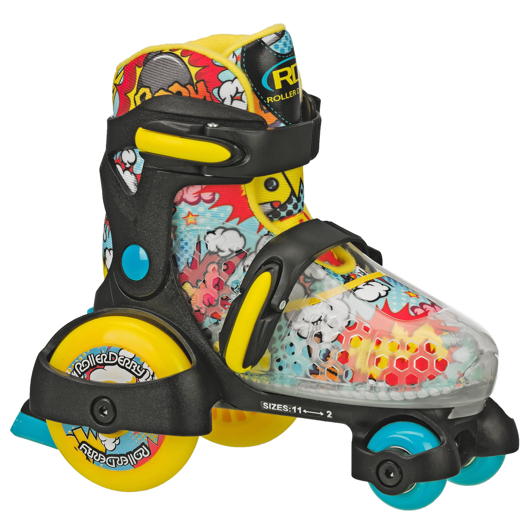 Details about   CAROMA Adjustable Inline Skates Roller Blades Unisex Adult/Kid Breathable Flash/ 