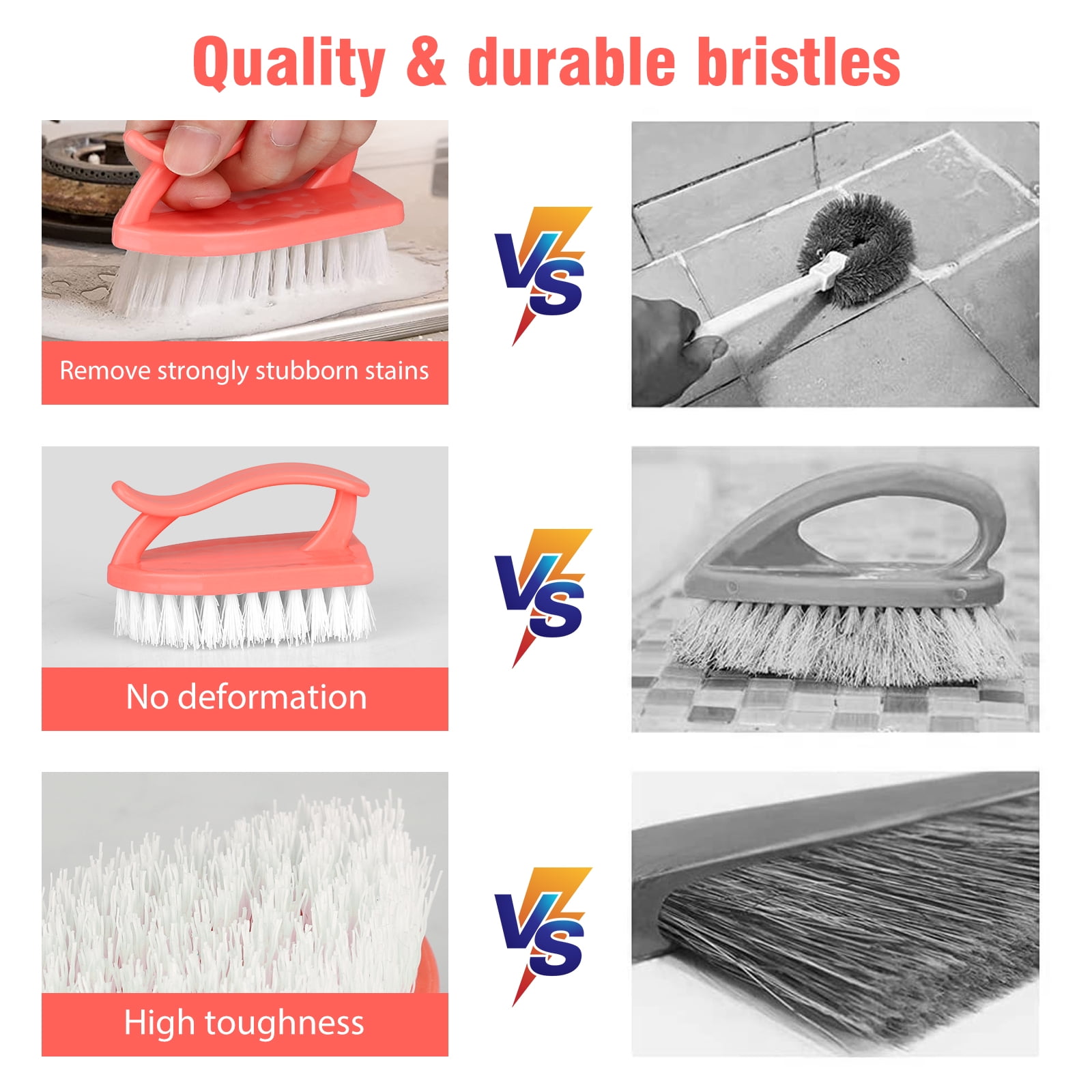 DSV Standard Heavy Duty All-Purpose Professional Scrub Brush | Comfort Grip & Stiff Flexible Bristles | Ideal for Cleaning Bathroom, Shower, Kitch