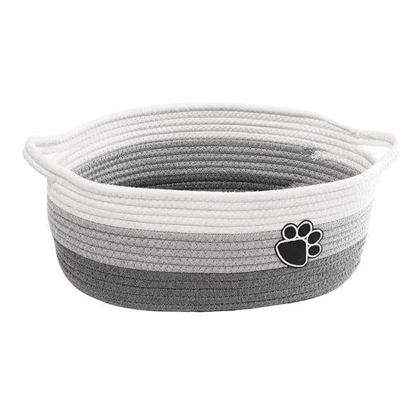 Cesta de cuerda de algodón tejida para organizar, cesta de almacenamiento nórdica sencilla de cuerda tejida Blanco Gris
