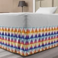 thumbnail image 1 of Contemporary Bed Skirt, Colorful Beaming Triangles and Swift Streaks Ornamental Details Modern Art, Elastic Bedskirt Dust Ruffle Wrap Around for Bedding Decor, 4 Sizes, Multicolor, by Ambesonne, 1 of 2