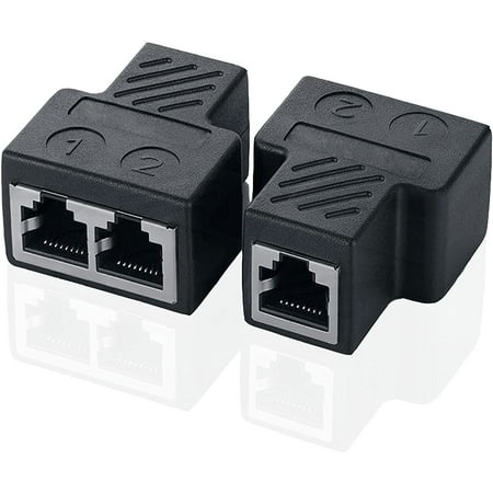 Répartiteur Ethernet RJ45 LAN Nertwork Adaptateur, 2 Packs 1 à 2  Répartiteur Ethernet 8P8C Prise de courant Ethernet pour connecteur  Cat5/5e/6/7