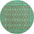 thumbnail image 1 of Ahgly Company Indoor Round Persian Turquoise Blue Traditional Area Rugs, 7' Round, 1 of 4