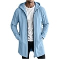 thumbnail image 5 of Longline Zip Up Hoodie for Men Solid Color Hooded Sweatshirt Long Sleeve Jacket with Pockets for Fall Winter, 5 of 7