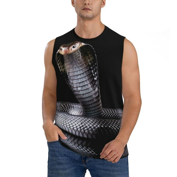 Balery Black Cobra Snake Camisetas sin mangas para hombre, absorbe la humedad y protege contra el mal olor.-Large