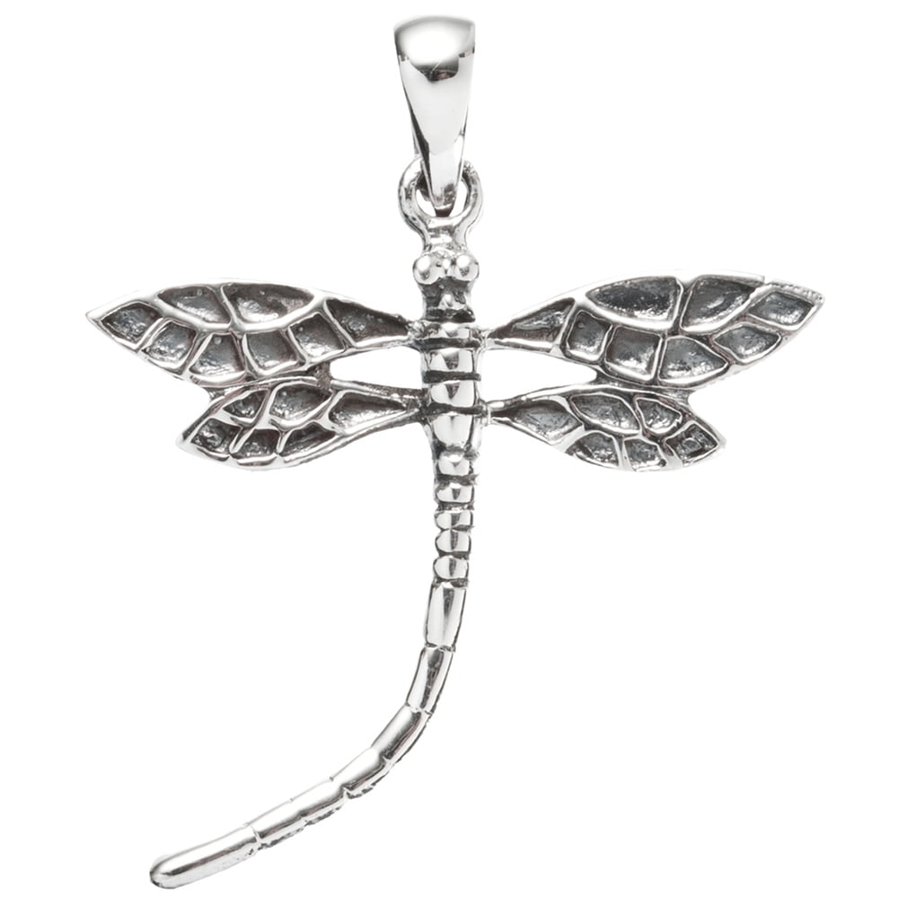Dragonfly Curved Tail Sterling Silver Pendant - Walmart.com