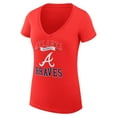 thumbnail image 2 of Women's G-III 4Her by Carl Banks Red Atlanta Braves Super-Slim Fit Lightweight Team Logo Graphic V-Neck T-Shirt, 2 of 5