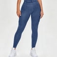 thumbnail image 4 of Women Solid Denim Yoga Pants High Waist Butt Lifting High Stretch Slim Fit Workout Sports Active Pants Blue XXL, 4 of 8