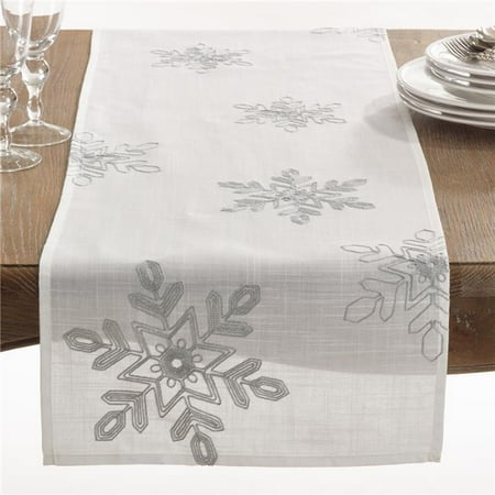 

SARO 16 x 70 in. Rectangle Nivalis Snowflake Design Runner Silver
