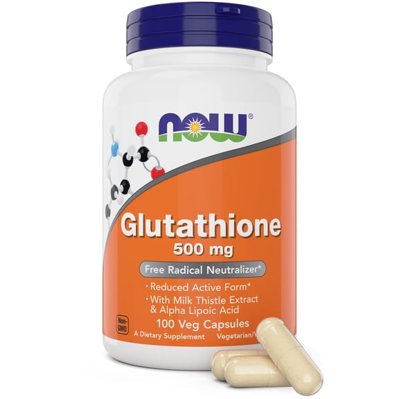 NOW Glutathione 500 mg, 100 Vegetarian Capsules - Enhanced with Milk Thistle Extract and Alpha Lipoic Acid