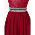 thumbnail image 7 of Eandarui Kids Flower Girl Floral Lace Dress Halter Neck Chiffon Long Junior Bridesmaid Dress Pageant Burgundy 16, 7 of 7