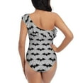 thumbnail image 5 of Sikiie Bat Print Women One Piece Swimsuits Tummy Control One Shoulder Bathing Suits Ruffle Swimwear, From S to XXL-Medium, 5 of 6