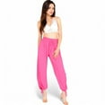 thumbnail image 4 of Women's Relaxed Fit Drawstring Hem Pants with Elastic Waist- Fuchsia,Small, 4 of 7