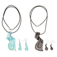 thumbnail image 4 of Pendant Necklace + Irregular Shape Ears Set (Blue / Black), 4 of 10