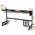 thumbnail image 3 of 2-Tier Stainless Steel Over the Sink Dish Rack (Large, Black), 3 of 7