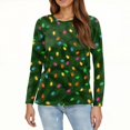 thumbnail image 5 of WTOBBY Women's Fashion Christmas Print Round Neck Long Sleeve Pullover Top, Holiday Themed Tree and Snowflake Design Sweater for Women,Dark Green L, 5 of 5