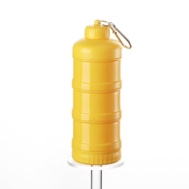 ziyahi Protein Three Layer Funnel Powder Container Storage Box Keychain for Storage Food - Grade for Gym Exercise and yellow
