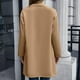 thumbnail image 4 of Abrigo De Punto, Diseño De Solapa, Cárdigan Para Mujer, Bolsillos Laterales, Tela Cómoda Para Ir De Compras Para Viajar ANGGREK Caqui L, 4 of 6