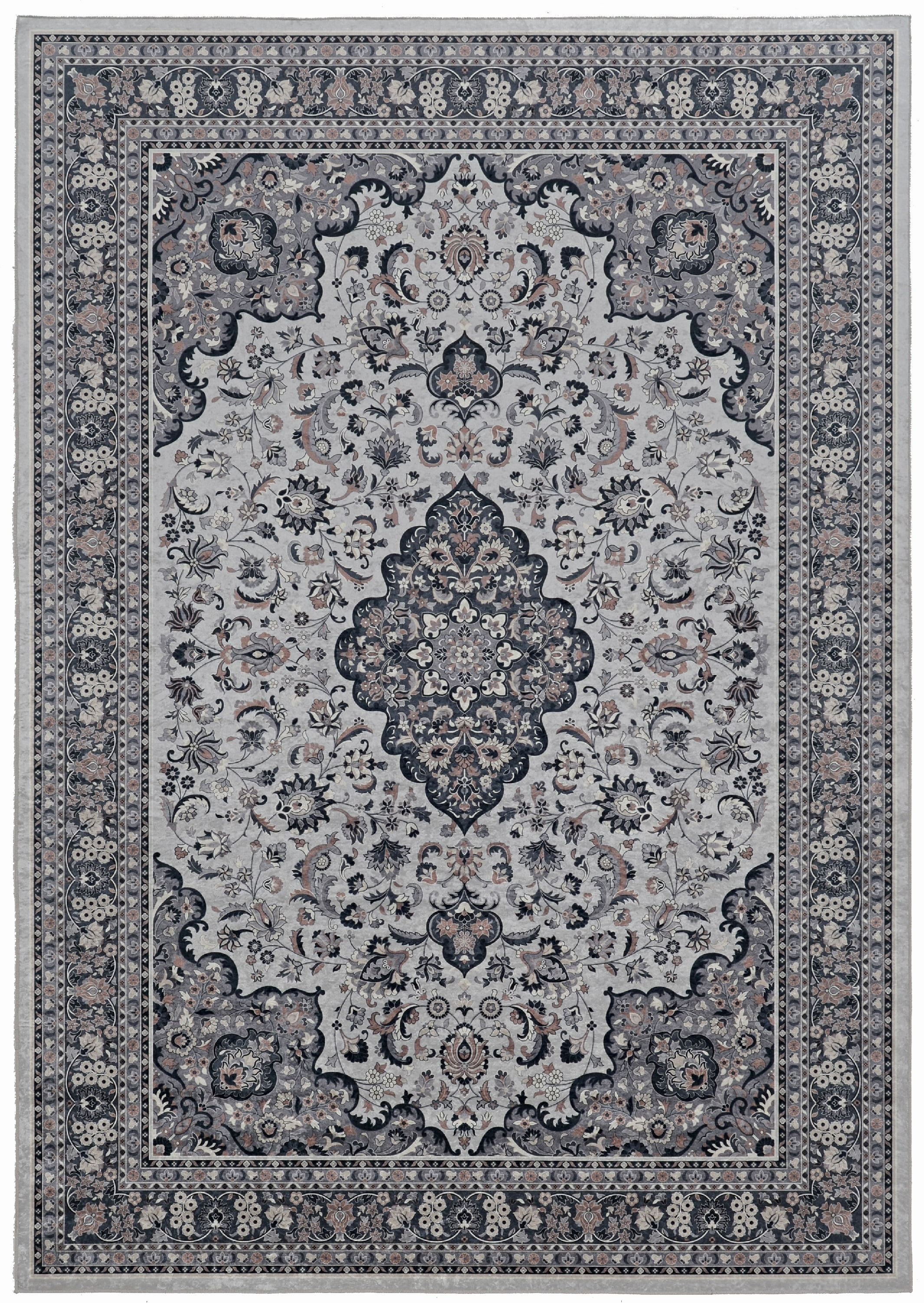 Emerald Collection Cream/Grey Rug, Multiple Sizes