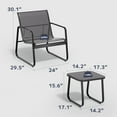 thumbnail image 5 of Asofer 3-Piece Outdoor Patio Furniture Set with Glass Table, Bistro Chairs Set for Poolside, Porch, Lawn, Black, 5 of 6