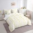 thumbnail image 3 of Feelyou Fashion Branches Lines Bedding Comforter Set 7pcs, Yellow Jungle Plant Botanical Queen Bedding Sets, Teens Kids Boys Girls Reversible Queen Sheet Sets, Breathable Home Decor, 3 of 8