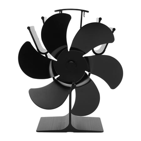 

clearance Heat Powered Fireplace Fan Non Electric Self Starting Stove Fan High Temperature Resistant Energy Saving Fan 6 Blades Black