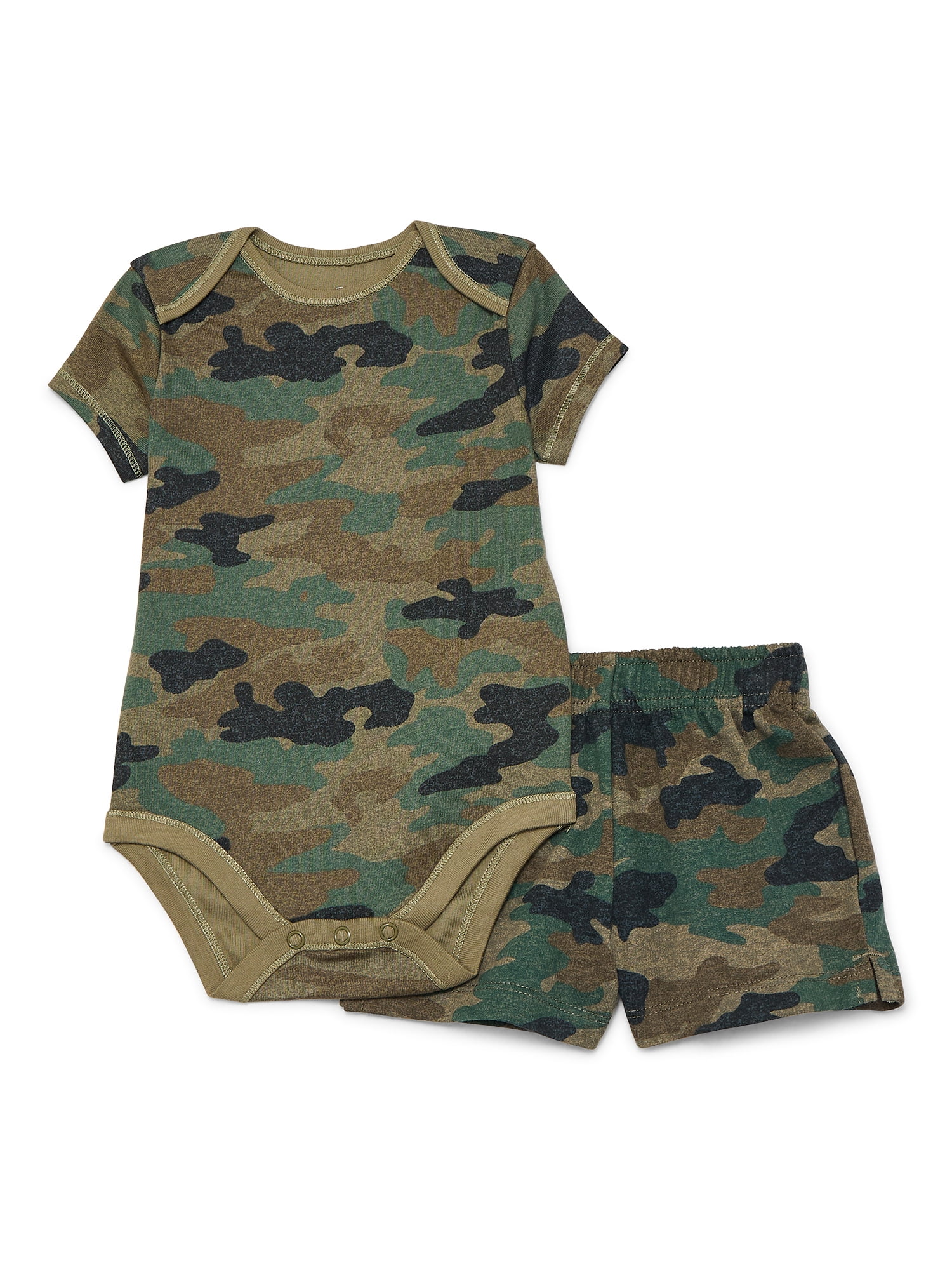 Wonder Nation Baby Boys Bodysuits, Shorts and Pants Outfit Set, 4-Piece, Sizes 0-24 Months