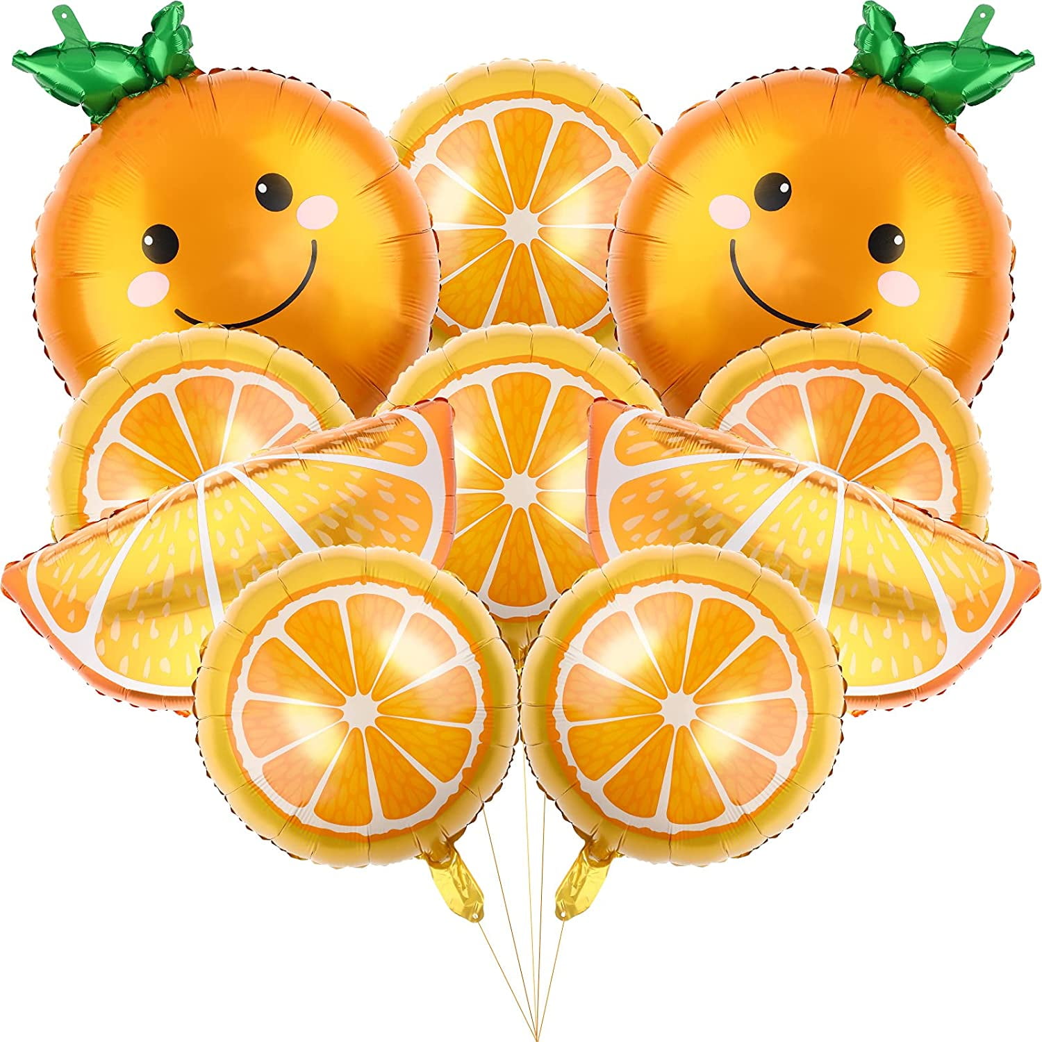 10 Pieces Orange Citrus Foil Balloon Cartoon Fruit Aluminum Foil Balloons Jumbo Birthday Tangerine Balloons for Baby Shower Summer Citrus Themed Boy Girl Birthday Party Decor Supplies
