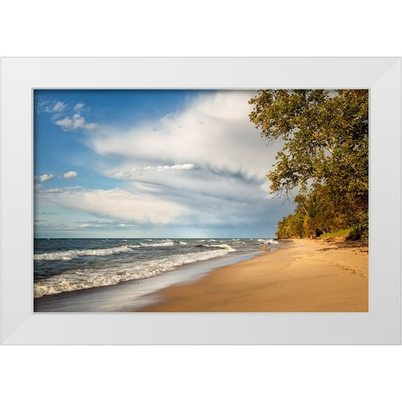 Collins, Ann 14x11 White Modern Wood Framed Museum Art Print Titled - USA-Michigan-Munising Receding storm clouds at Pictured Rocks National Lakeshore