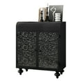 thumbnail image 3 of Art Accent Storage Cabinet with 2 Doors, Distressed Steel Sideboard & Embossed Pattern, 75 lbs Shelves, Entryway, Living Room, Dining Room, Antique Black, 3 of 11
