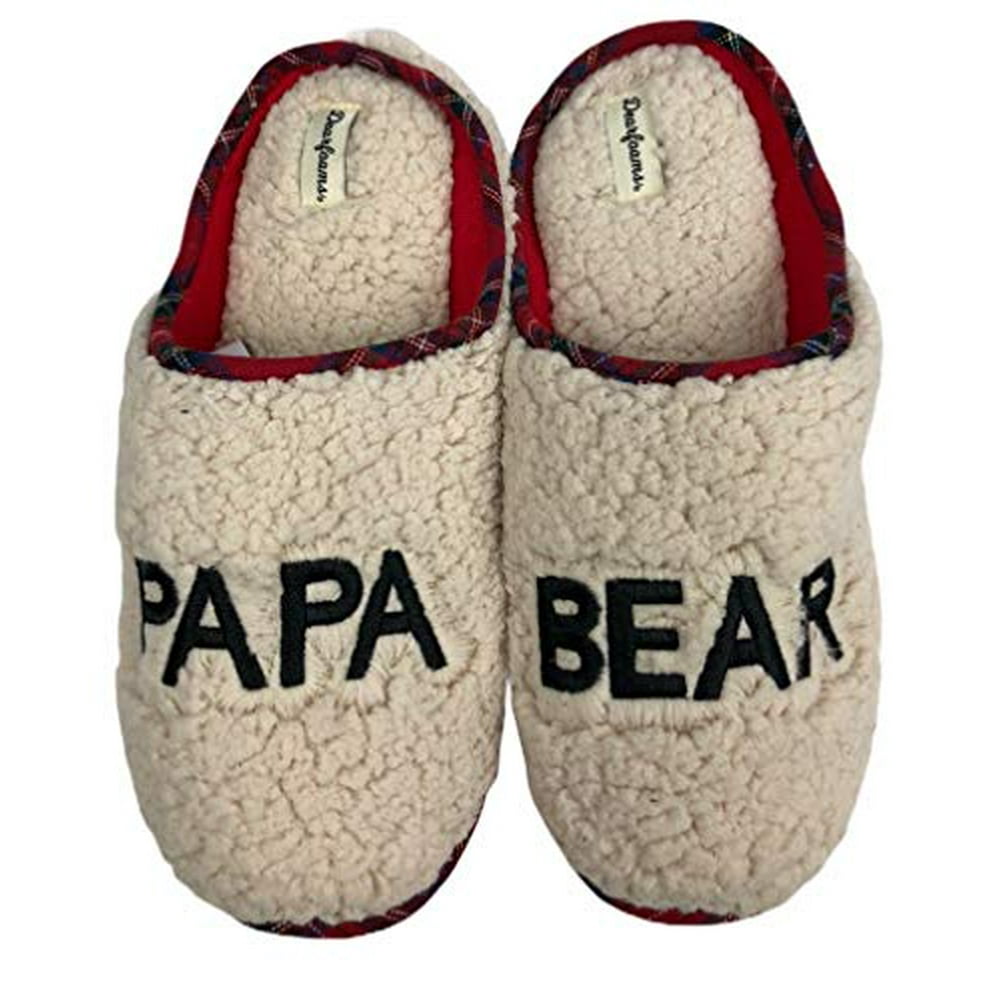 Dearfoams Dearfoams Papa Bear Plaid Clog polyestMemory Foam Slippers