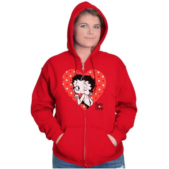 Betty Boop Blowing Kisses Adorable Zip Hoodie Sweatshirt Women Brisco Brands M