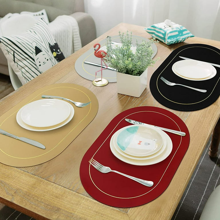 Faux Leather Placemats and Coasters Set of 4/8/12 Dual-Sided Round Place  Mats for Kitchen Dining Coffee Oval Modern Table Mates - AliExpress