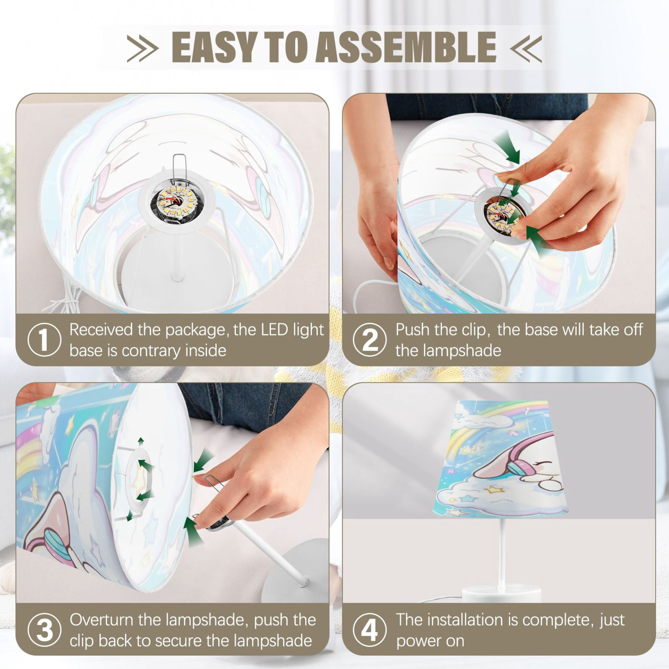LED Desk Lamp Cinnamoroll Sit on Cloud Wear Headphone Table Nightstand Lamps with 3 Color Temperatures for Home Bedroom Living Room Decor 8x12