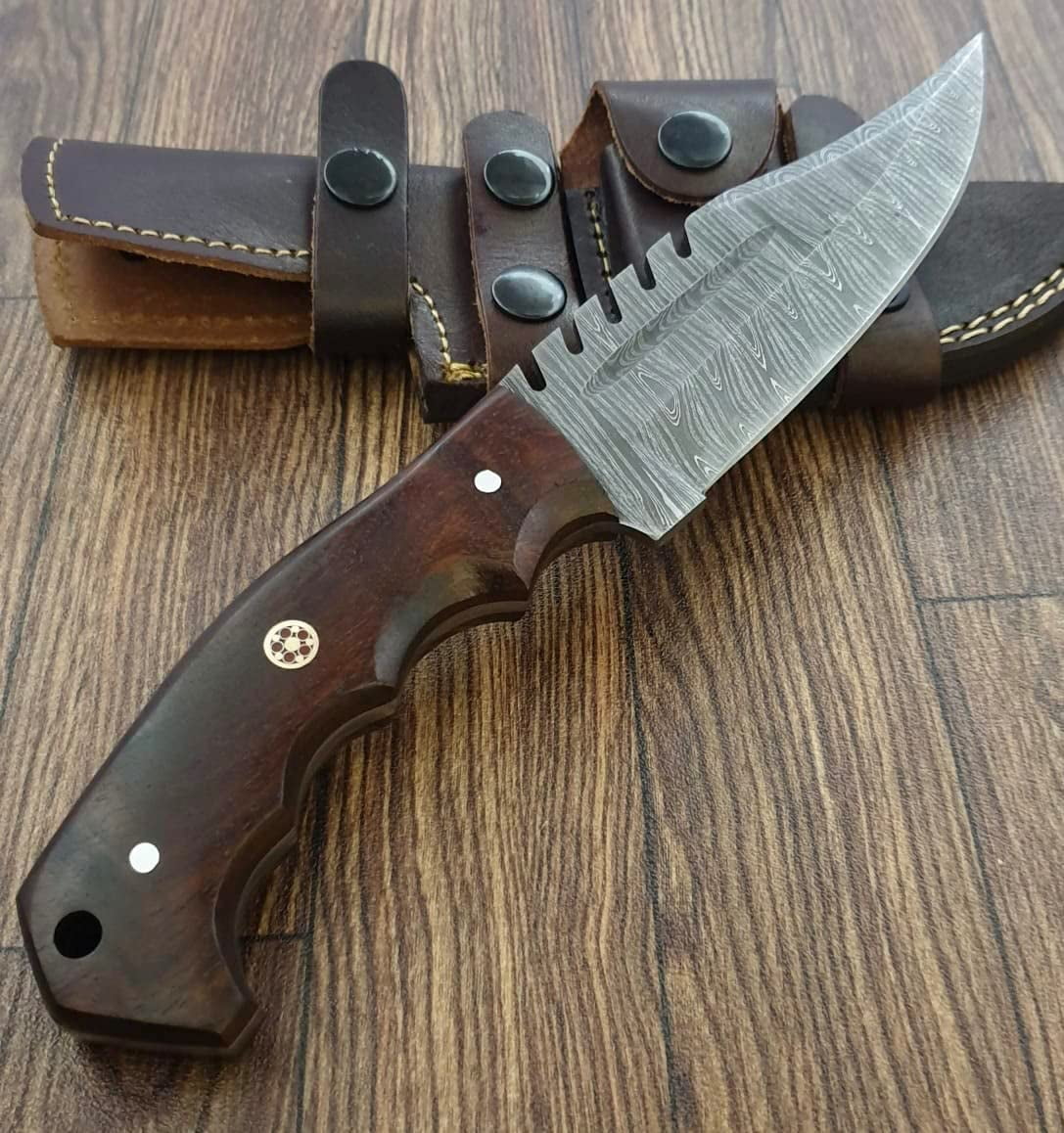 Poshland Custom Handmade DamascusTactical Knife, Steel. 10"