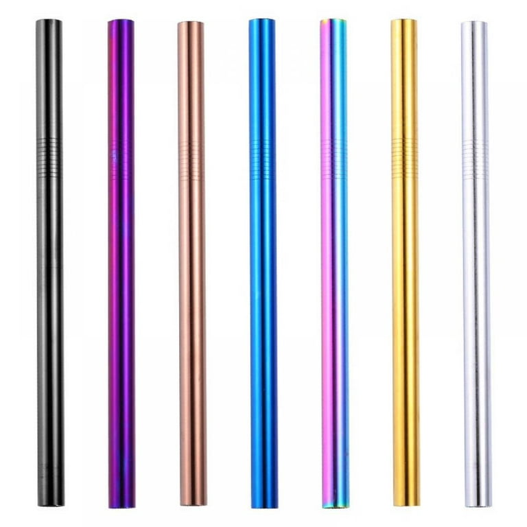 Rainbow Color Reusable Metal Straws Set with Cleaner Brush 304 Stainless  Steel Drinking Straw Milk Drinkware Bar Party Accessory