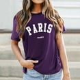 thumbnail image 2 of Tops for Women Trendy Women Workout Long Sleeve Athletic Tees Loose Summer Tops Shoulder Top Casual Tunic for Yoga Short Sleeve Shirt Loose Women's Long Shirts Shirts Graphic Tees Summer Top Purple, 2 of 5